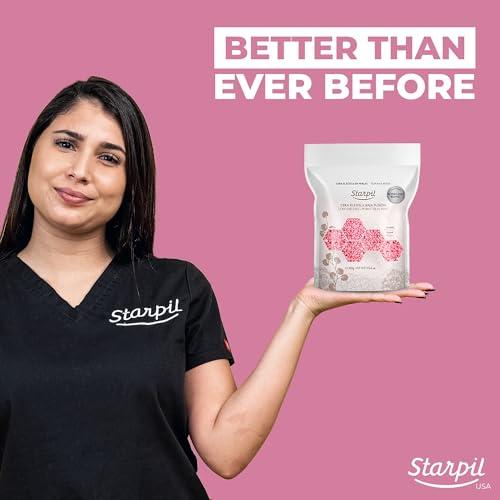 Starpil Starpil 500g/1.1 lb Rosin-Free Pink Hard Wax Beads - Painless Stripless Polymer Blend Bikini Wax for Face, Coarse Hair & Sensitive Skin