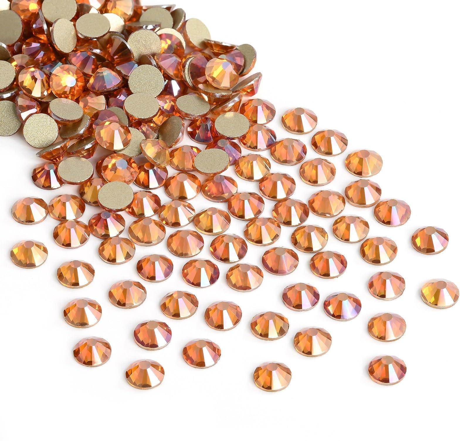 Jollin Jollin 1440 Pieces Flatback Rhinestones Glue Fix Crystal Glass Diamantes Gems for Crafting Nail Art Crafts Decorations Clothes Shoes 4.8 mm (ss20, Amber)