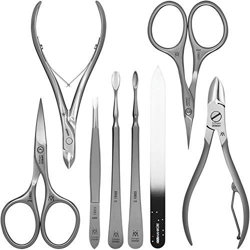 GERmanikure GERMANIKURE 8pc Manicure Set in Leather Case - FINOX Stainless steel tools handmade in Solingen Germany – Professional Nail and Cuticle Care