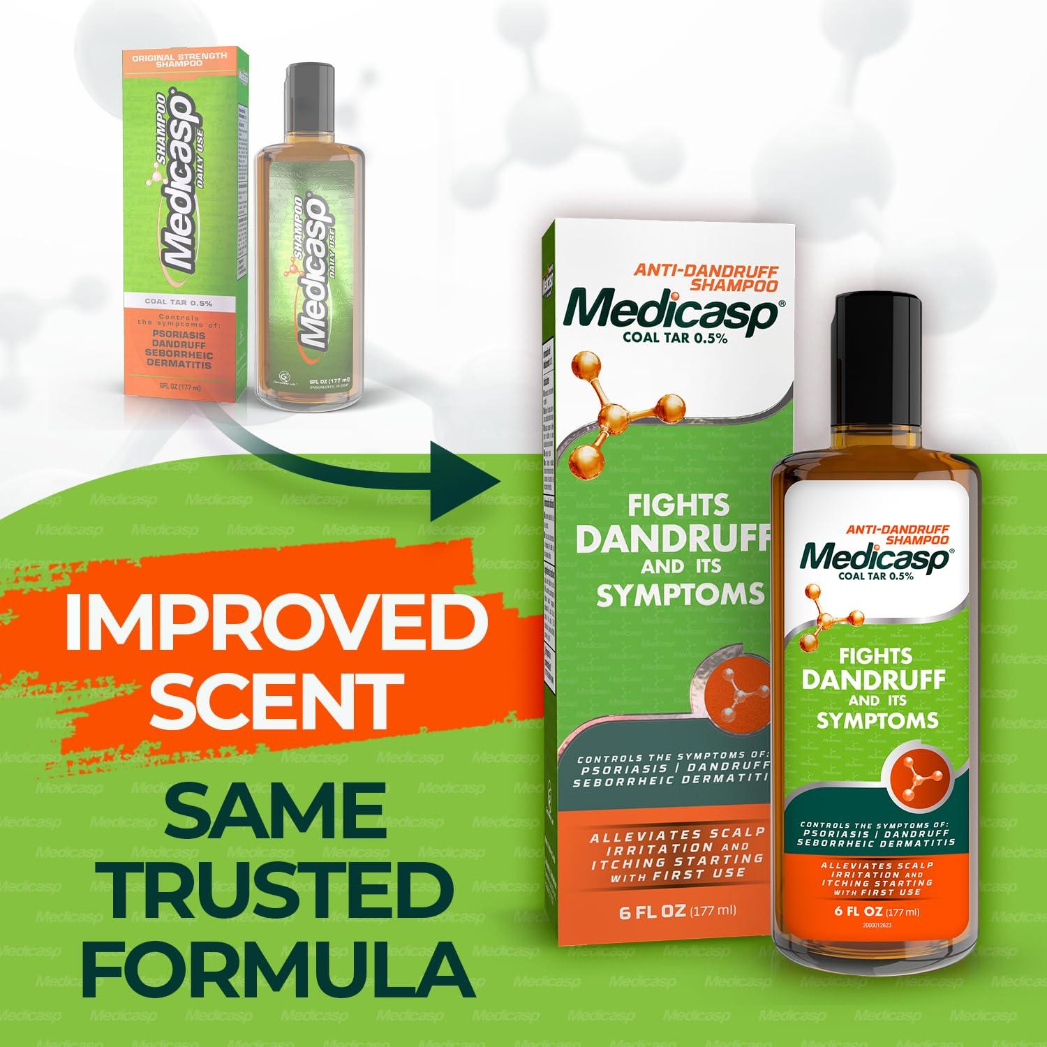 Mediscap Medicasp Coal Tar Gel Dandruff Shampoo to Treat Seborrheic Dermatitis Psoriasis 3 Pack 6 oz