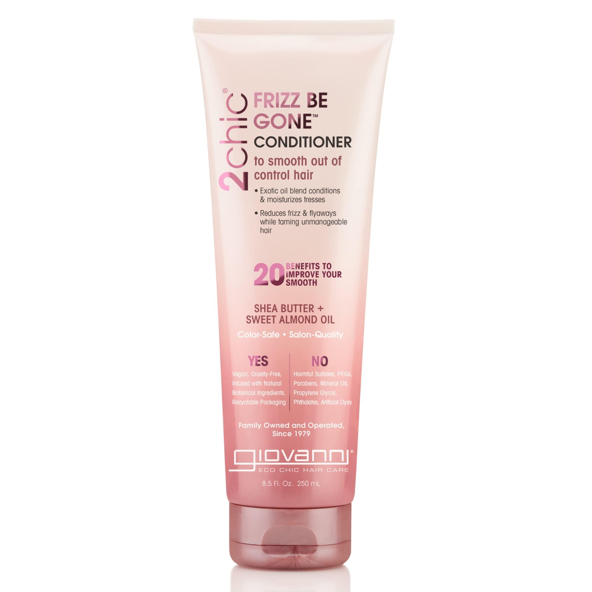 GIOVANNI GIOVANNI 2chic Frizz Be Gone Conditioner - Anti Frizz Natural Hair Smoothing Formula with Shea Butter & Sweet Almond Oil, Macadamia, Color Safe, Vegan - 8.5 oz.