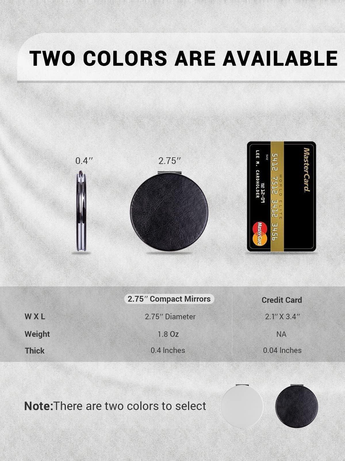 Getinbulk Getinbulk Compact Mirror Bulk, Set of 12 Round Double-Sided 1X/3X Magnification PU Leather (Black, 2.8")