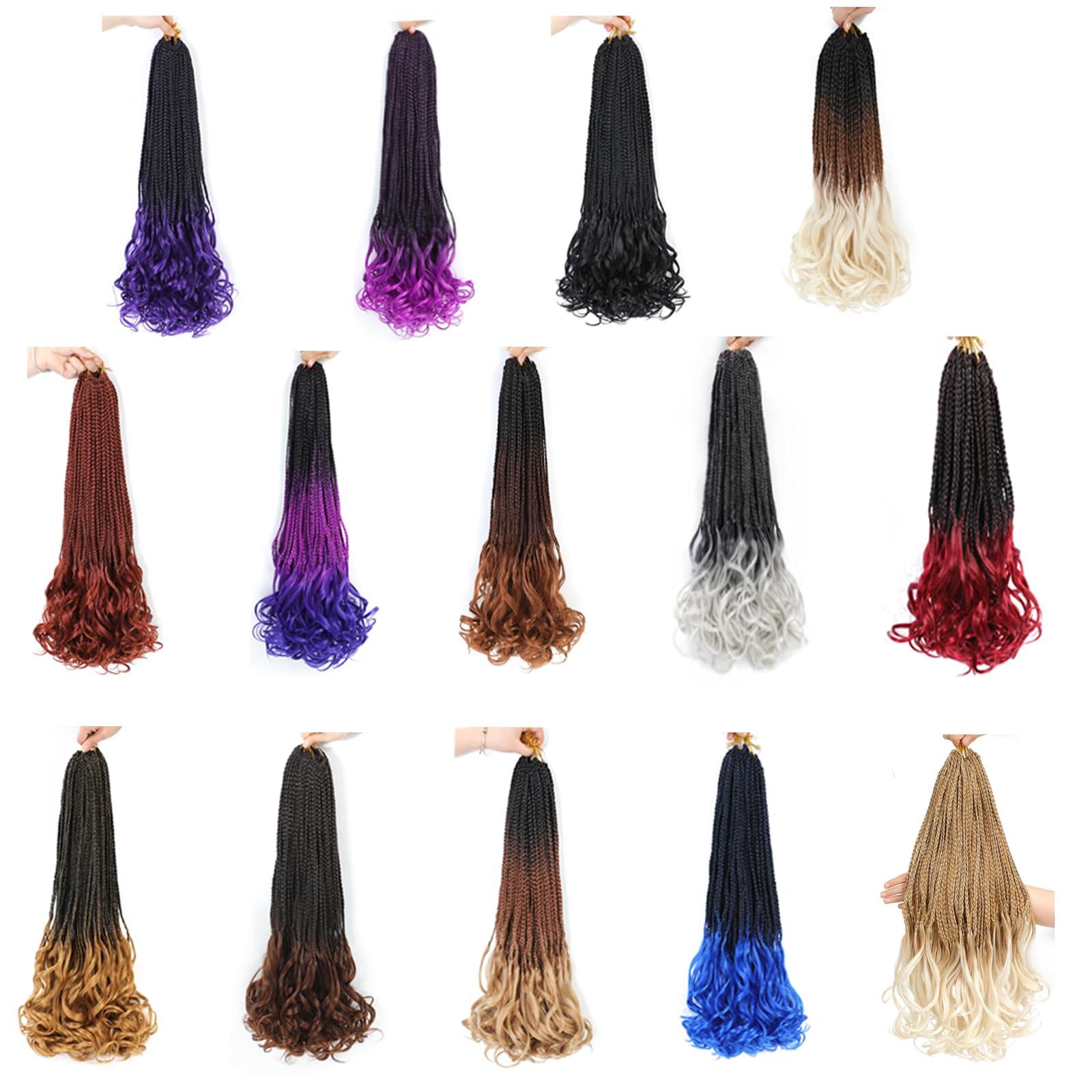 FIRSTCYH HAIR French Curl Crochet Braids Hair-Boho Goddess Box Braids Crochet Hair Pre Looped French Curly Braiding Hair Crochet Box Braids Hair for Black Women (22(8Packs), 350#)
