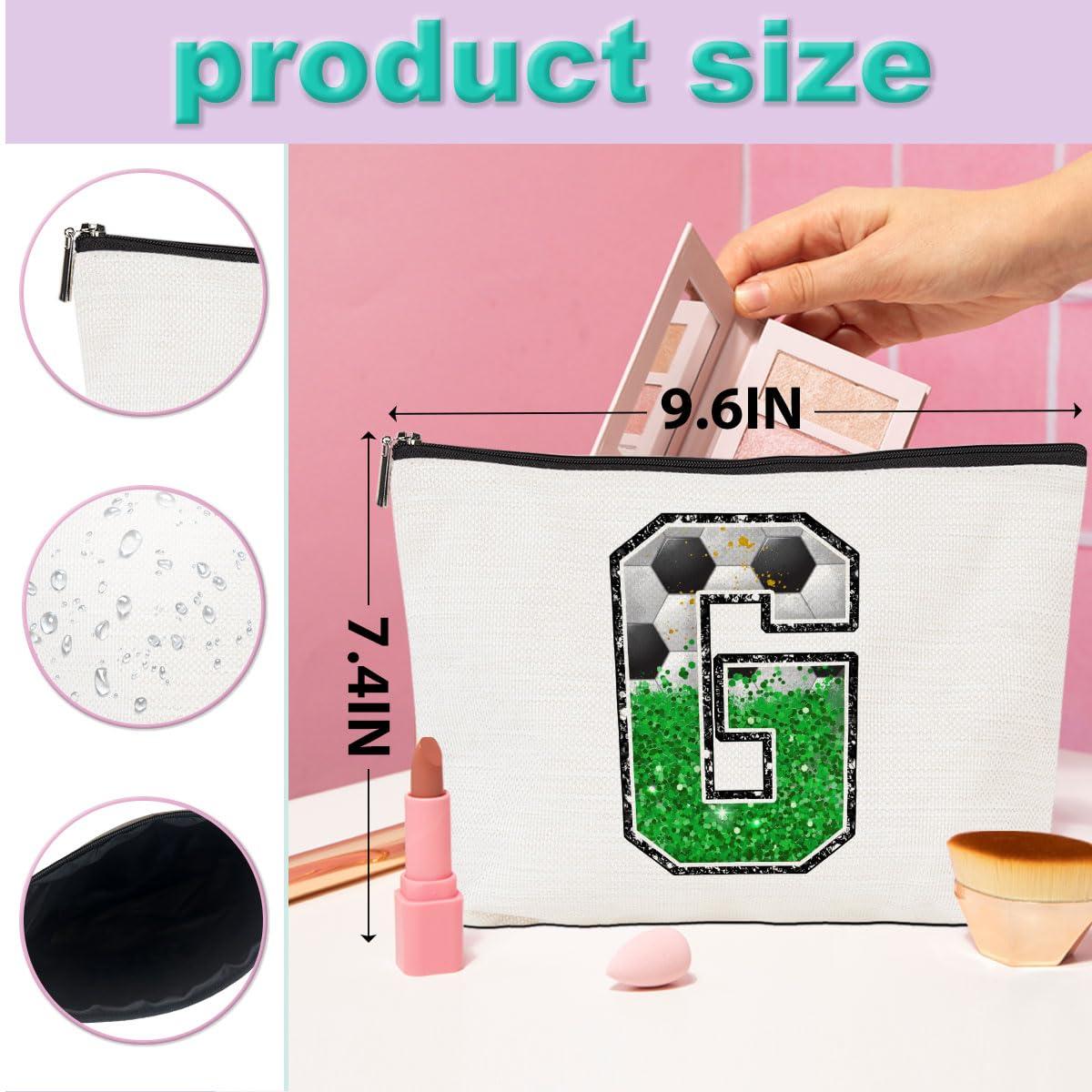 CQM Soccer Gifts Initial Makeup Bag Monogrammed Cosmetic Bag Letter G Zipper Pouch Soccer Accessories for Girls Women Soccer Player Coach Friend Soccer Stuff Graduation Birthday Gifts