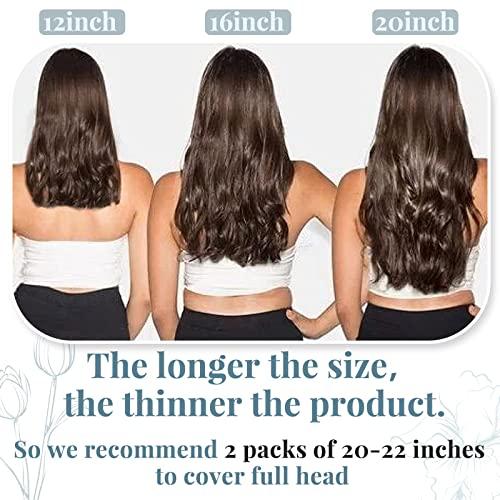 RUNATURE RUNATURE Dark Brown Clip in Hair Extensions Short 12 Inch Dark Brown Human Hair Clip in Extensions Full Head Brown Clip in Human Hair Extensions 80g 7pcs Straight Brunette Hair Extensions