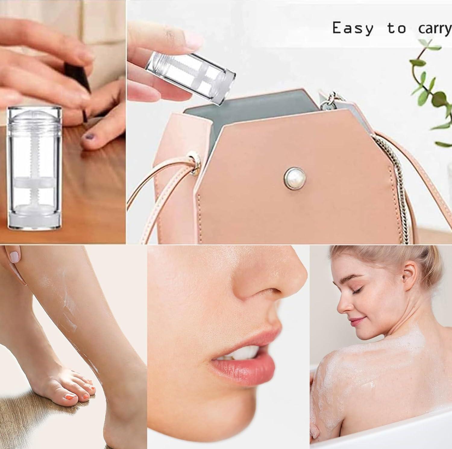 Minsily Sxminer 10 Pack 75ml Clear Round Empty Deodorant Containers 2.5 Oz Twist Up Filling Stick Tubes Plastic Deodorant Bottles Refillable Lip Balm Tube for DIY Make Own Deodorant Lipstick Crayon Chapstick