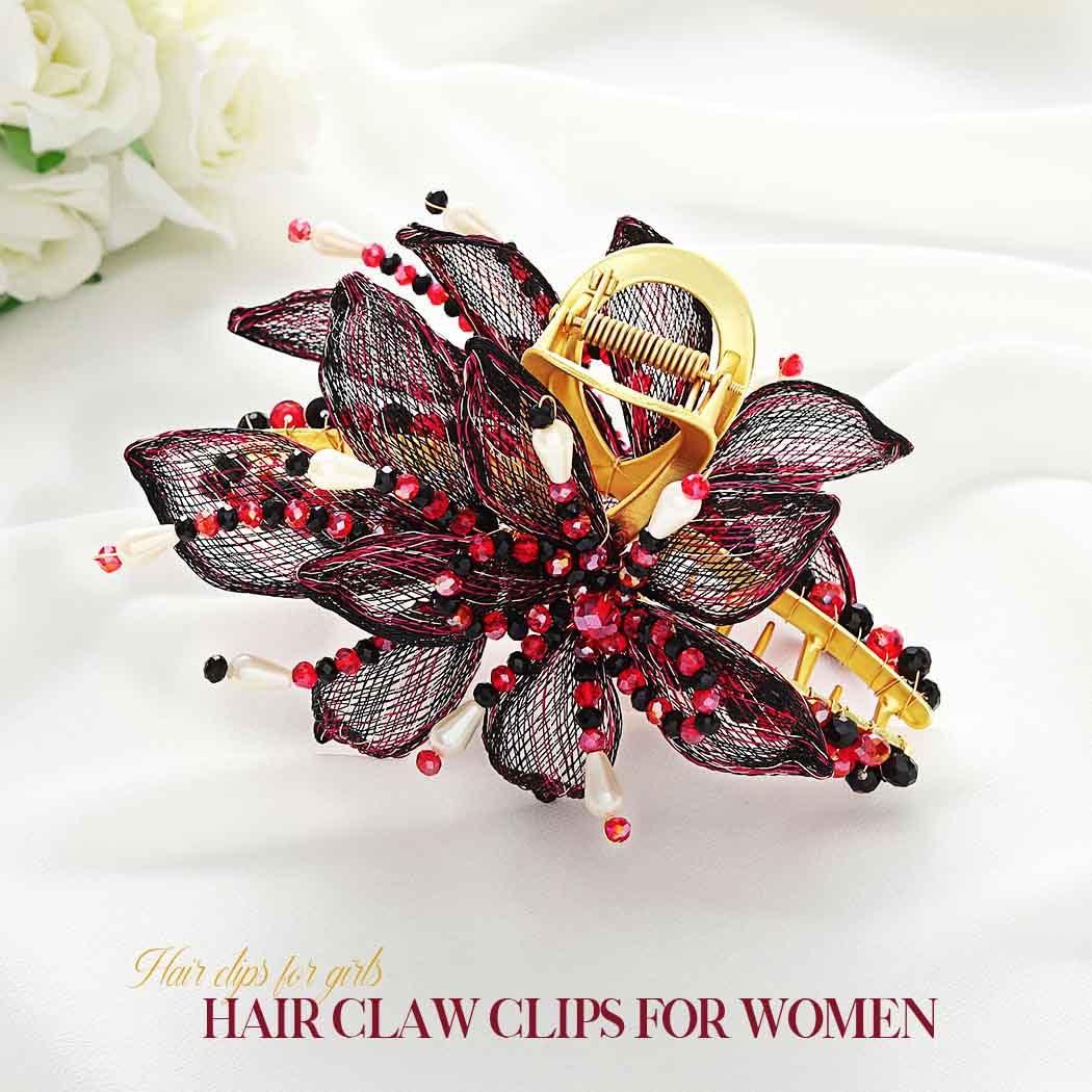 BARTOSI BARTOSI Gold Hair Claw Clips Copper Wire Flower Hair Clips Metal Claw Clips for Thick Hair Hair Accessories for Women