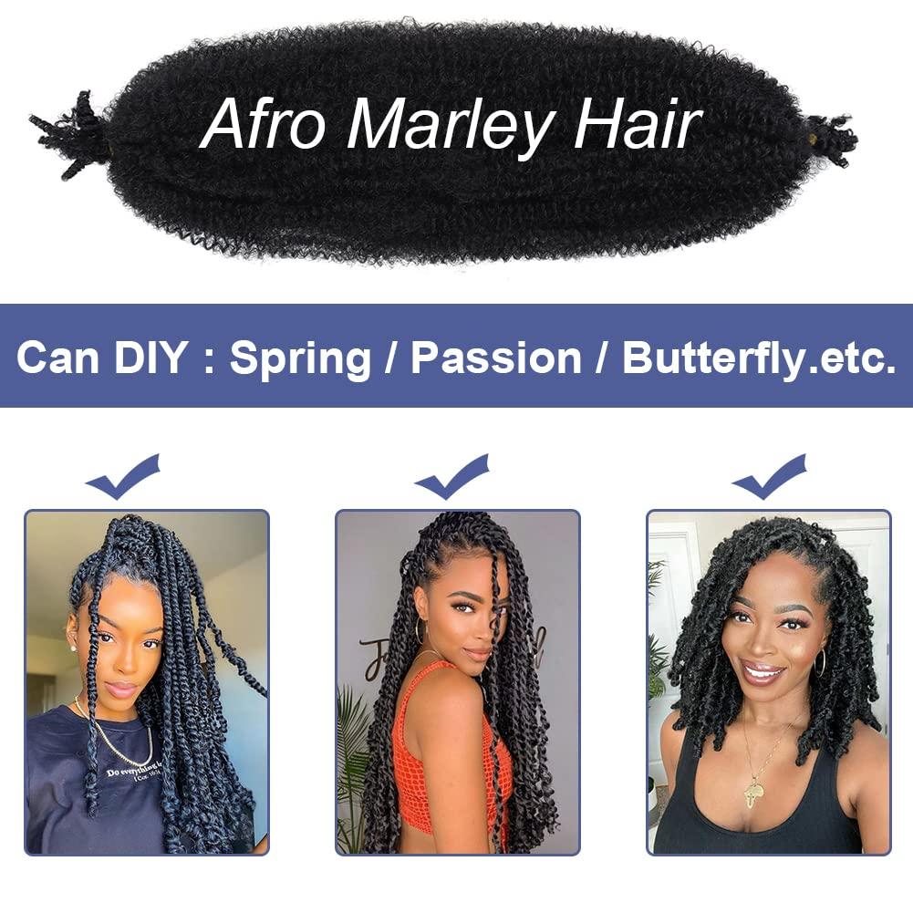 BAOTA BAOTA Marley Twist Braiding Hair 16 Inch Cuban Twist Hair Afro Twist Marley Hair Pre-Separated Braiding Hair Pre Fluffed Kinky Twist Wrapping Hair Extensions