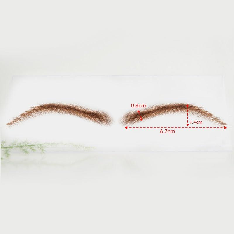 AIRAO AIRAO Swiss Lace Base Human Hair Eyebrows 1 Pair Style 4#4(Dark Brown Color)