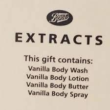 EXTRACTS Extracts Vanilla Scented Body and Bath 4 Piece Gift Set Set