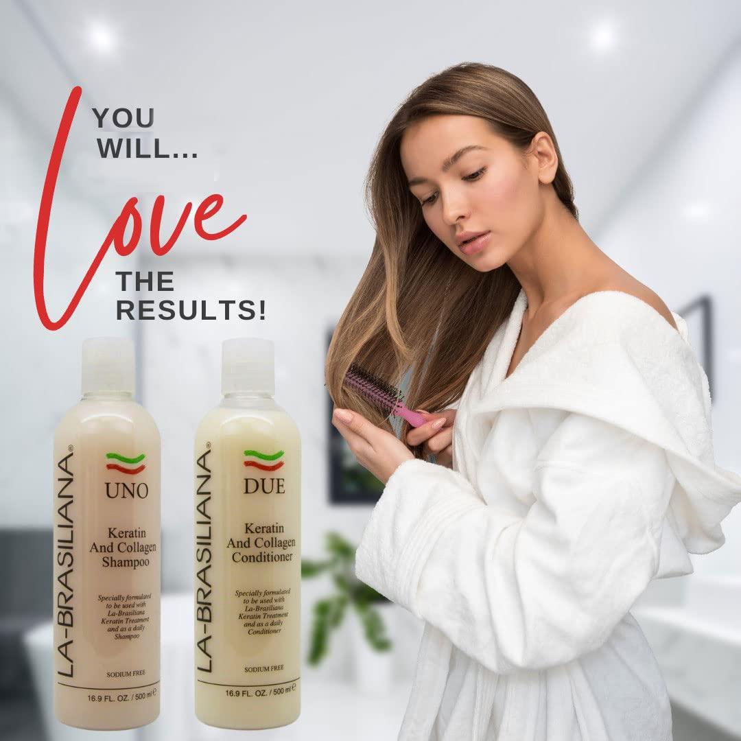 La-Brasiliana La-Brasiliana Uno Collagen Shampoo + Due Collagen Conditioner, 8.45 fl.oz. Each