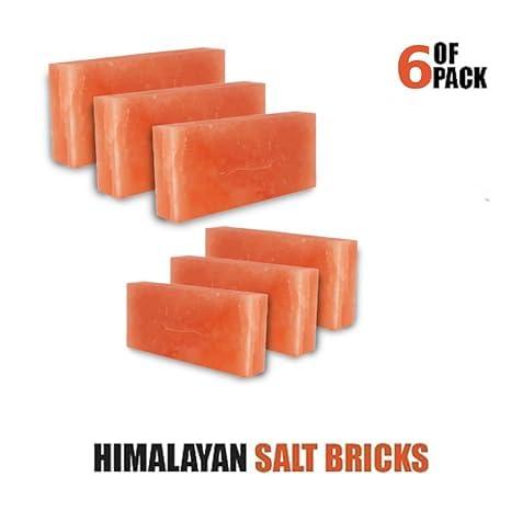 Adeeb Int Natural Himalayan Salt Bricks 8x4x2- for Building Spa, Sauna | Himalayan Pink Salt Block for Home Dcor and Salt Wall | Pack of 6 Bulk Salt Brick