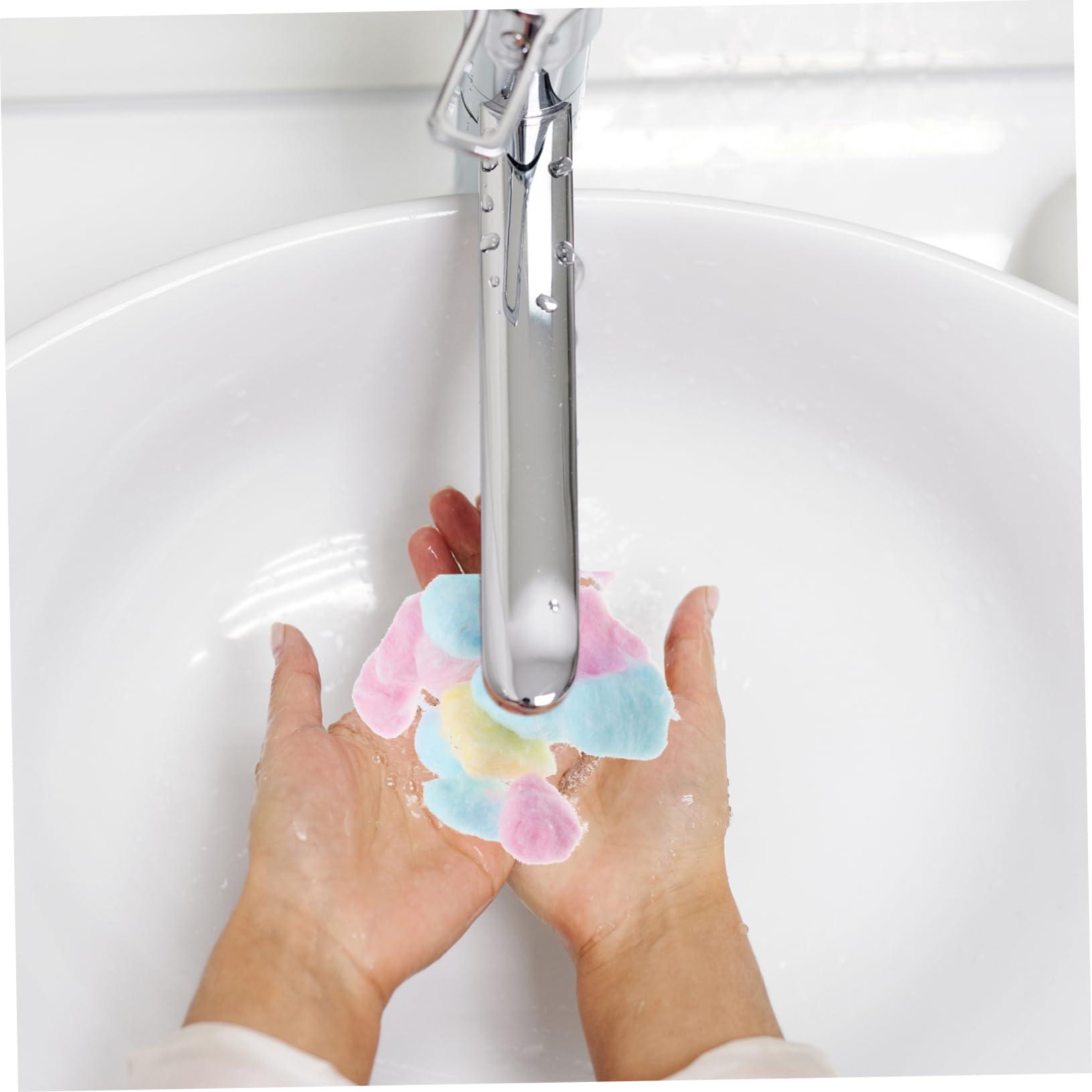 VINTORKY VINTORKY Soft Cotton Balls for Newborns 500 Balls in Pink Yellow Blue Face Cleaning Makeup Removal