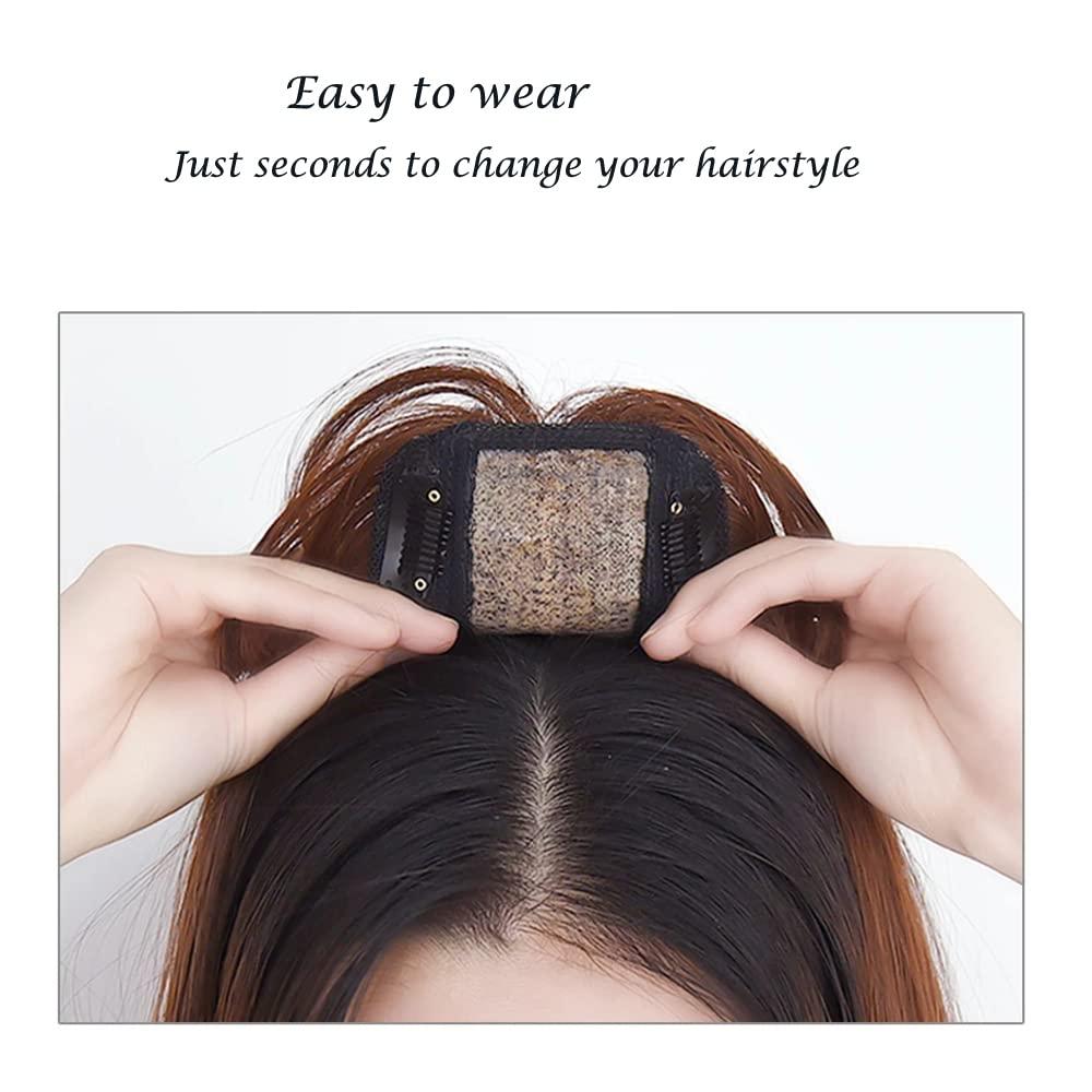 SDZNYQT 14\" Straight Hair Topper with Fringe for Thinning Hair Women Clip in Hairpieces Woman Topper Hair piece Toupee for Hair Loss Covering Grey Hair (27/613, 14INCH/35CM)