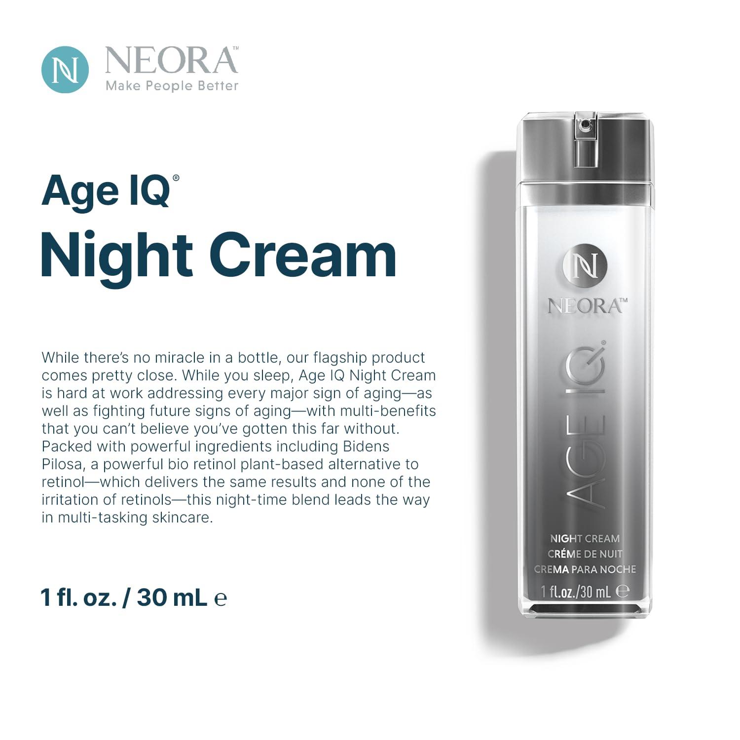 Bizzico Neora Age IQ Night Cream - Unscented Hyaluronic Acid Moisturizer for All Skin Types & Tones, 1 Fl Oz