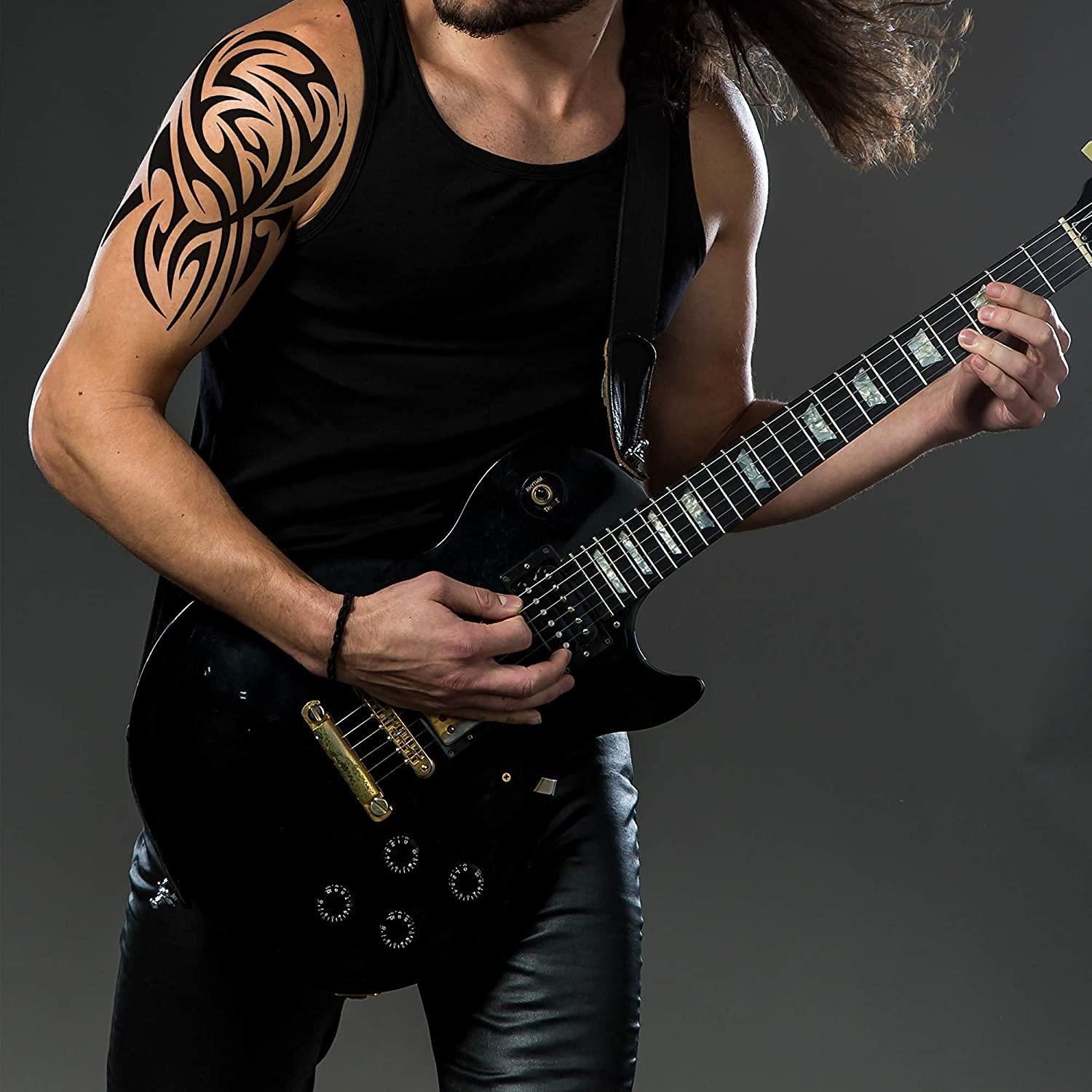 Tatodays Tatodays Temporary tattoo Hawaiian Maori shoulder stick on black Maori tribal body art sticker transfer for arms shoulder Aztec Polynesian Samoan for adult men and women luau fancy dressparty