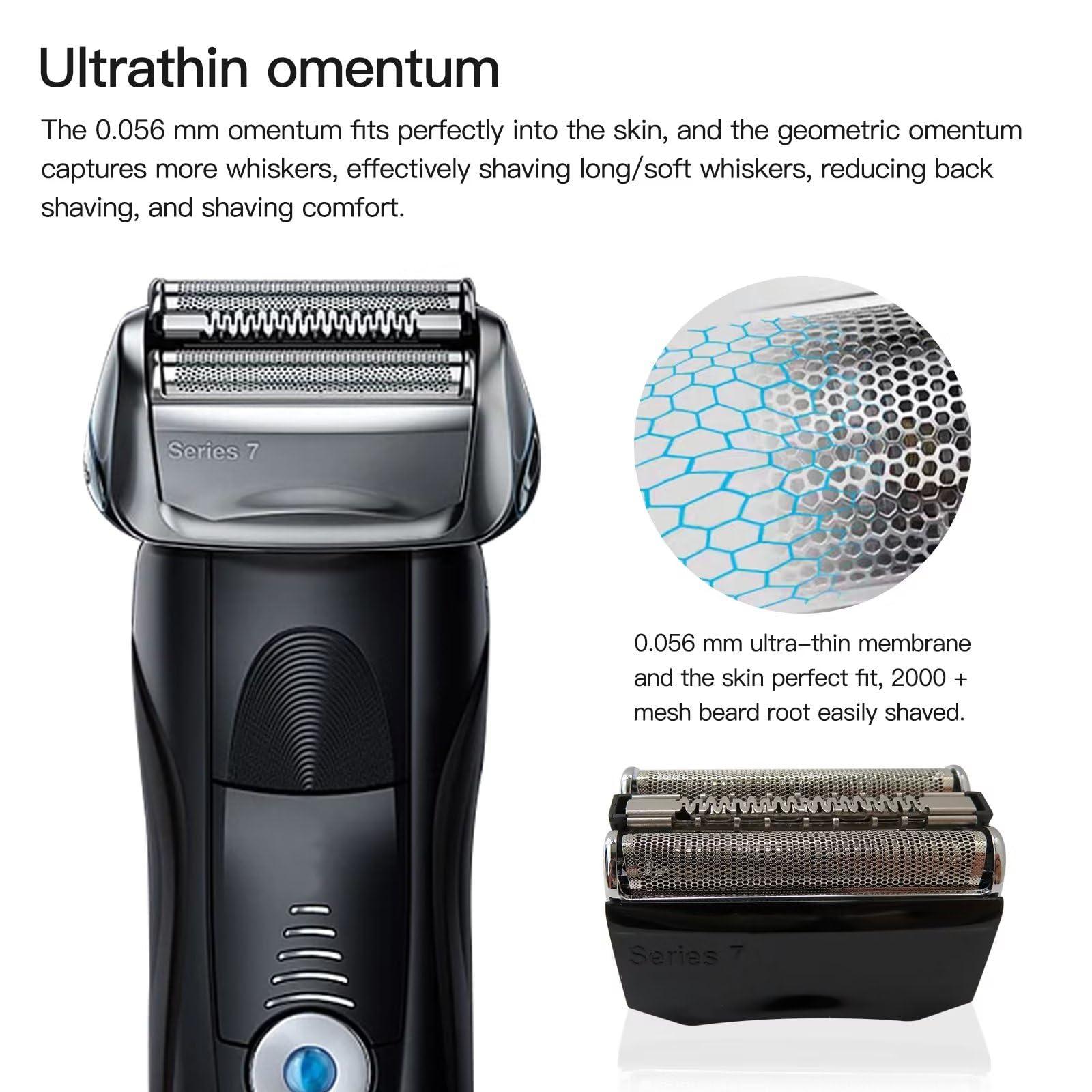 USonline911 Updated New Version Series 7 70B Black Shaver Replacement Foil & Cutter w/Sealed Packaging for Braun Pulsonic Series 7 Models: 720S 790CC 760CC 765CC 795CC 730 9565 750CC 9585 9591 7840S