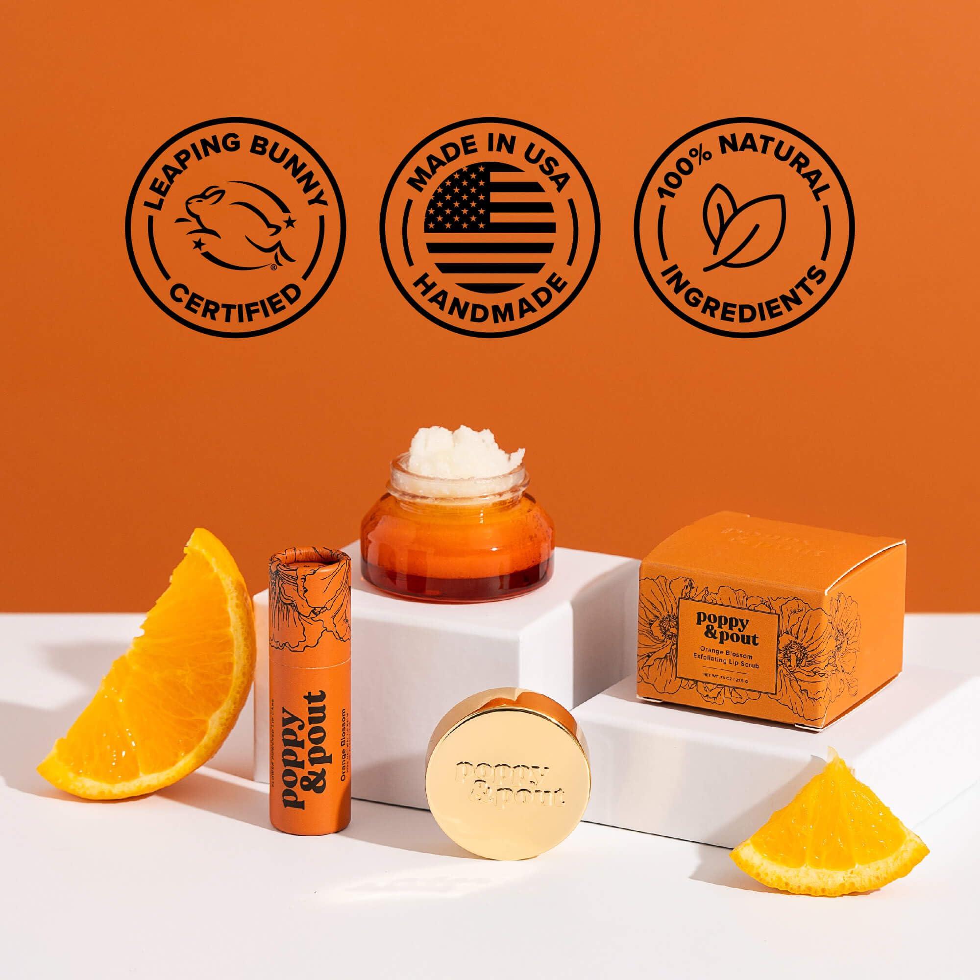 Poppy & Pout Poppy & Pout Orange Bloom Jumbo Lip Balm | All Natural Lip Balms & Moisturizers | Hydrates with Beeswax, Vitamin E, Organic Coconut Oil | Cruelty-Free | Lip Balm in Recyclable Cardboard Tube