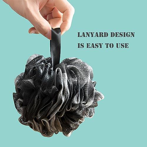 SEVENHEAD SEVENHEAD Bath Sponge Shower Loofahs, Black, 50g/Piece, Mesh Pouf Bath Scrunchies Body Wash Puff(Set of 4)