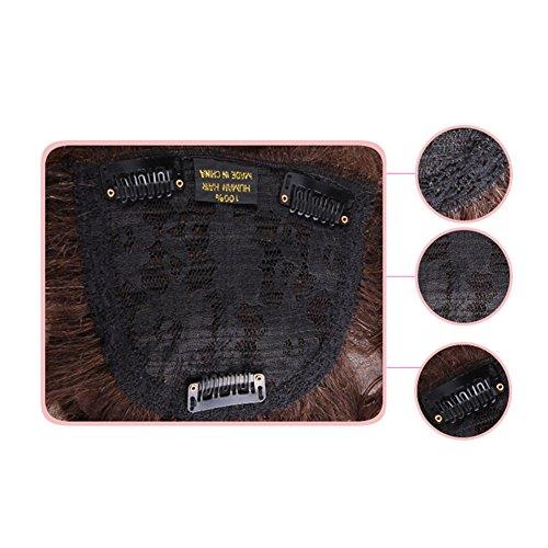 RemeeHi Fluffy Wavy Hair Top Piece 15CM Clip In Human Hair Topper Seamless Replacement Closure Toupee for Thin Hair Light Brown