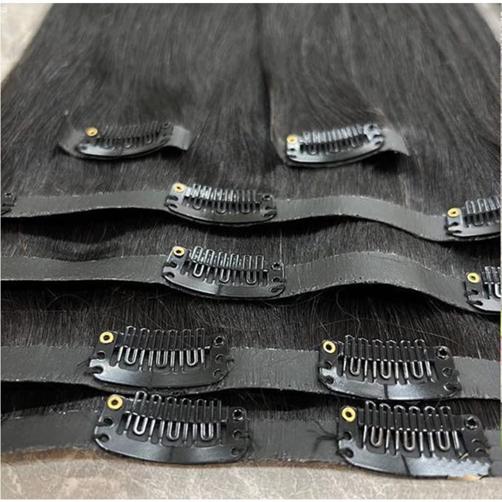 YOUNG BEAUTY Seamless Clip in Hair Extensions Real Human Hair Invisible PU Skin Weft Clip Ins Hair Silky Straight Double Weft Brazilian Hair 100g