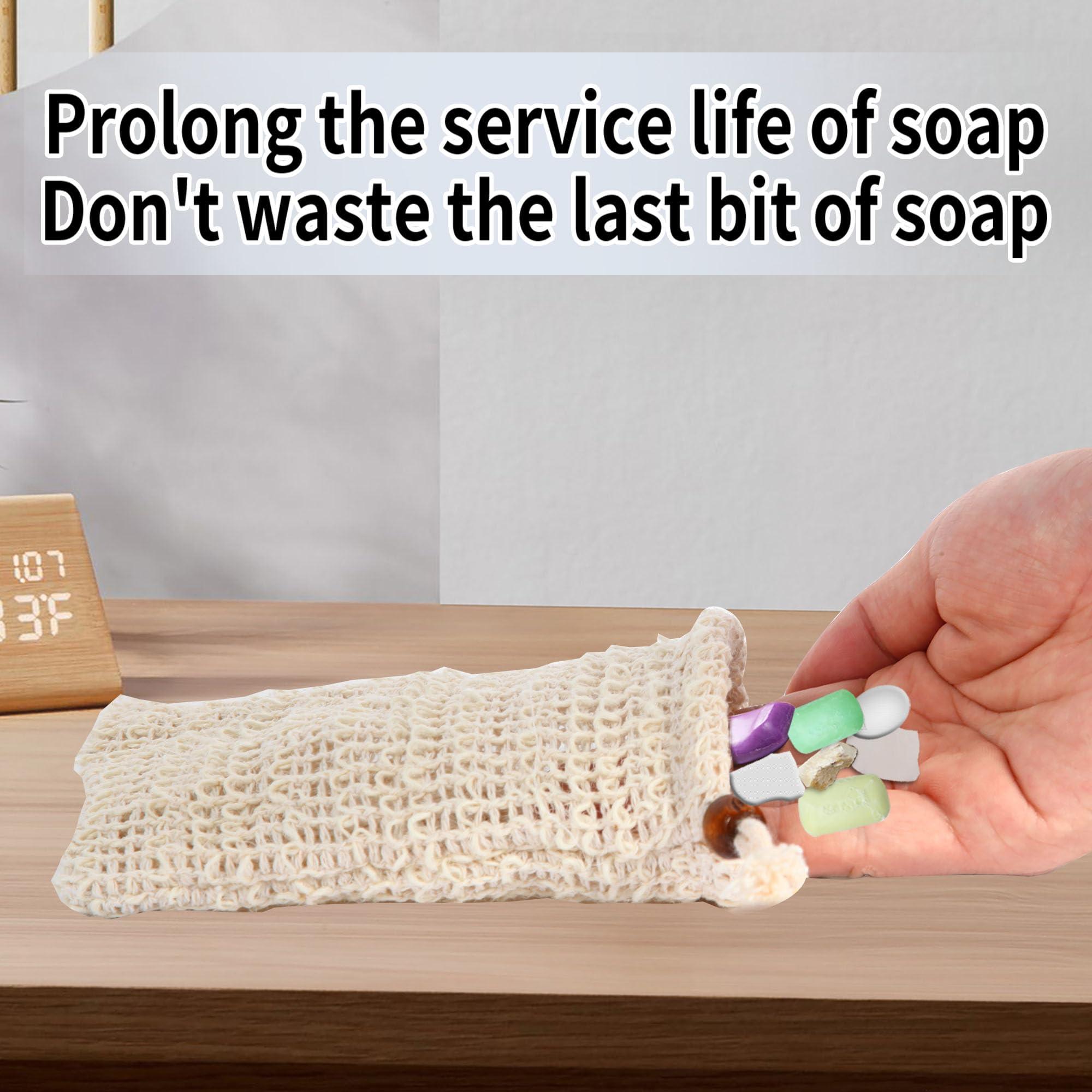 RGQHM RGQHM 5PCS Bar Soap Pouch for Shower, Natural Sisal Fiber Soap Savers for Bar Soap, Fast Foaming and Drying Mesh Soap Bag, Great Exfoliating Body Scrubber for Daily Use