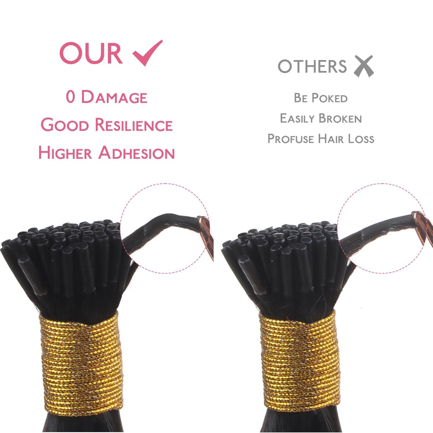 Wennalife WENNALIFE I Tip Hair Extensions Real Human Hair, 100g 100s 24 Inch Dark Brown Remy Itip Human Hair Extensions Invisible Itips Straight I Tips Cold Fusion Extensions