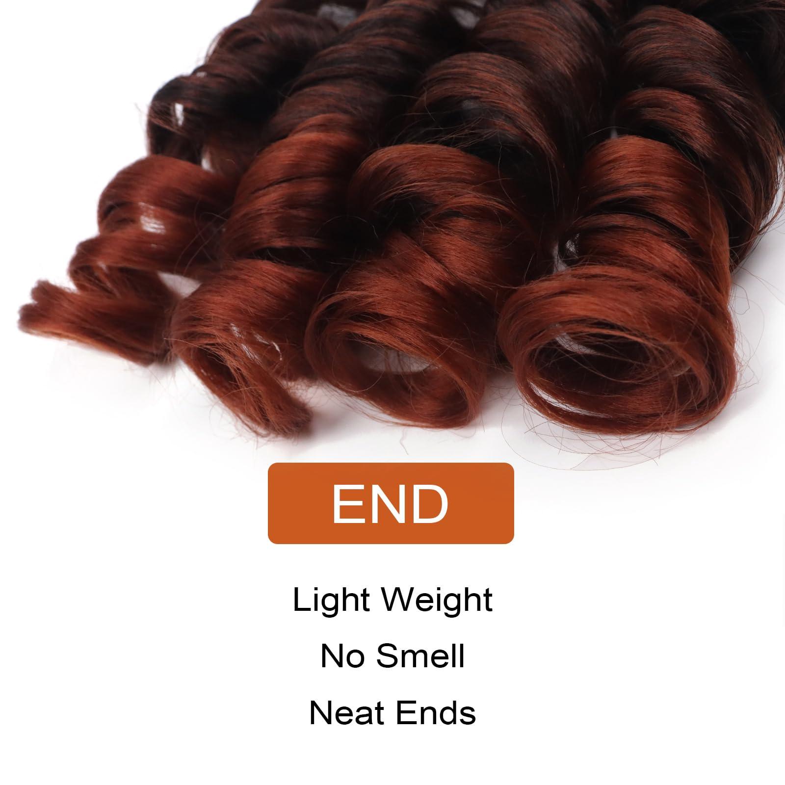 Lianzi French Curly Braiding Hair Pre Stretched Curly Braiding Hair 18 Inch 8 Packs French Curl Braids Spanish Curly Braiding Hair With Curly Ends Wavy Crochet Hair for Black Women(18 Inch/Pack of 8, T350)