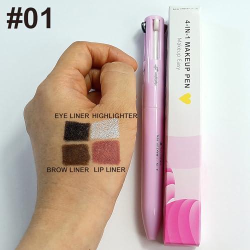 MKNZOME MKNZOME 4 in 1 Makeup Pen, 8 Colors Eyebrow Contour Eyebrow Pencil Eyebrow Pen Makeup Pencil 4 in 1(Eye Liner, Brow Liner, Lip Liner, Highlighter) Travel Beauty Makeup Pen, 2 Count