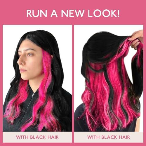 Wennalife WENNALIFE Tape in Hair Extensions Human Hair Hot Pink Tape in Extensions, 10pcs 25g 16 inch Remy Invisible Tape Ins Straight Colored Soft Real Human Hair Tape in Extensions Refill Set Extensions