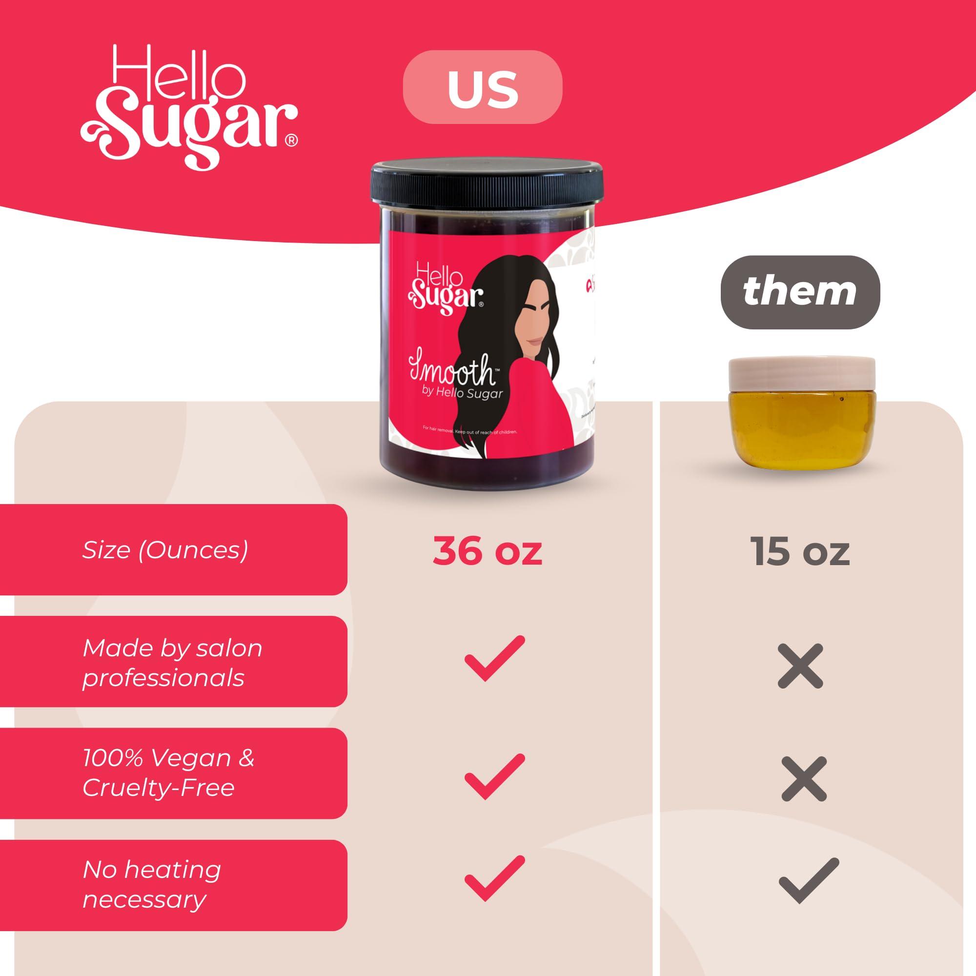 Hello Sugar Smooth by Hello Sugar | Full-Body Sugar Wax | Sugar Waxing for Hair Removal | Sugaring Kit | Salon-Quality, Natural, Vegan | Gentle on Skin & Long-Lasting Smoothness | 100% Cruelty-Free (36 Ounces)
