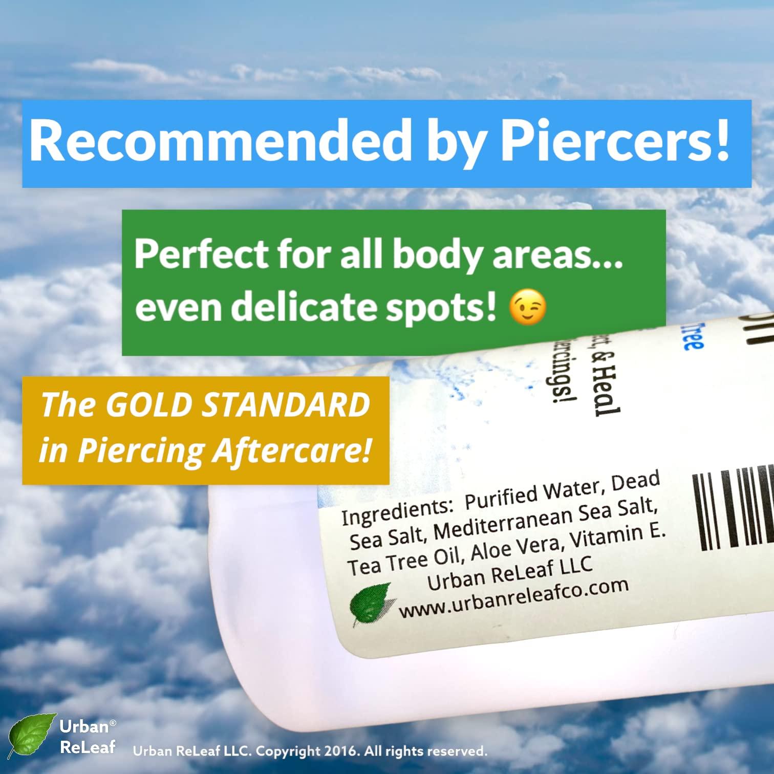 Urban ReLeaf Urban ReLeaf Piercing Solution ! Soothing Sea Salts & Tea Tree AFTERCARE 4 oz, Ready to use. Safely Clean and Calm New & Stretched Piercings. Gentle Effective Natural & Proven. Works Fast
