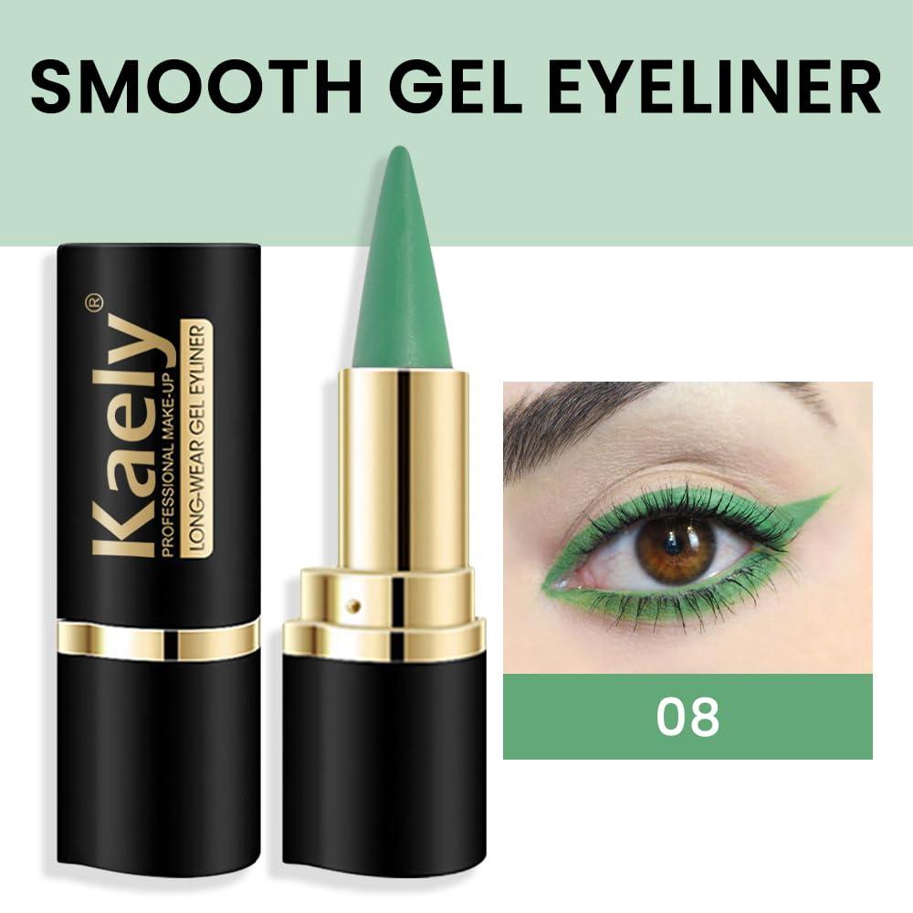 Kaely Kaely Light Green Gel Eyeliner Pencil,Waterproof Smudge Proof Eye Liner Pen,Cat Eye Goth Halloween Makeup,Eye Black Face Paint Lipstick Crayon,Color Colorful Eyeliner Eyeshadow Stick,08