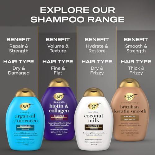 OGX OGX Nourishing + Coconut Milk Moisturizing Shampoo, Hydrating & Restoring Shampoo Moisturizes for Soft Hair After the First Use, Paraben-Free, Sulfate-Free Surfactants, 13 fl. oz