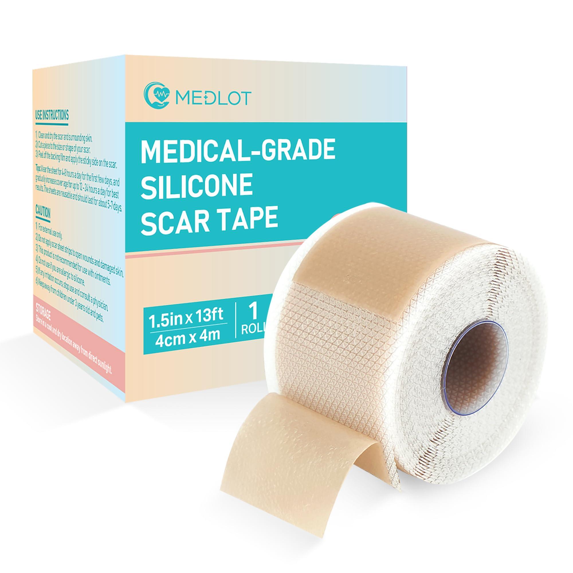 MEDLOT MEDLOT Silicone Scar Sheets, 1.5 x 156 Medical Silicone Scar Tape Roll, Reusable Scar Strips for Surgical, C-Section, Keloid Bump, Stretch Marks, Acne, Hypertrophic Scar Treatment