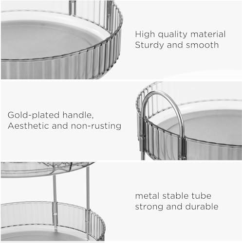 HBlife HBlife 360 Rotating Makeup Organizer, 2 Tier Spinning Perfume Skincare Organizer Large Capacity Cosmetic Storage for Bathroom, Vanity, Countertop, Grey