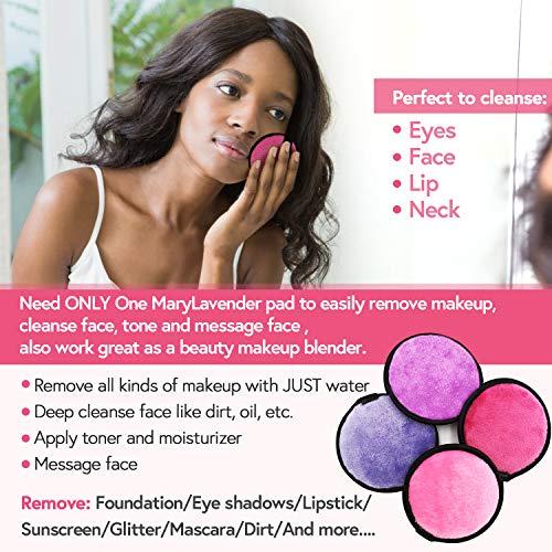 MARY LAVENDER Mary lavender Multifunctional Makeup Remover Pads for Face Eyes 8 Pack, Washable Reusable Face Cleansing Wipes Puff, Makeup Remover Cloth, Powder Puff, Cotton Pads Cotton Rounds Makeup Wipes