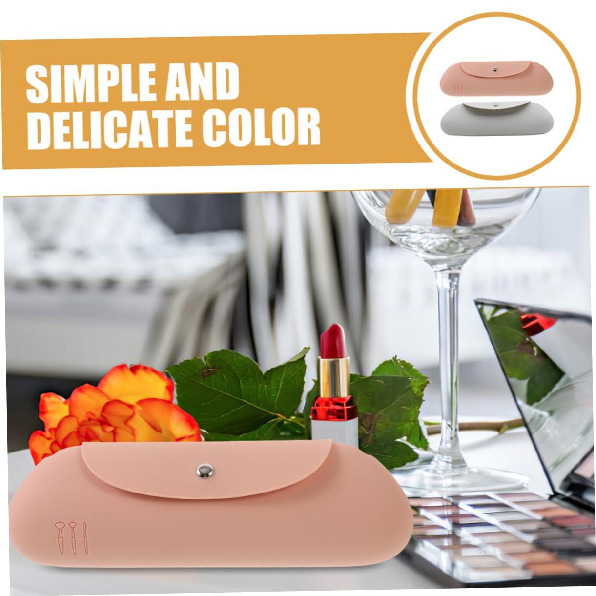 Mikinona Mikinona 2 pcs Silicone Makeup Bag Brush Holder Slots Compact Travel Makeup Brush Case for Women Girls