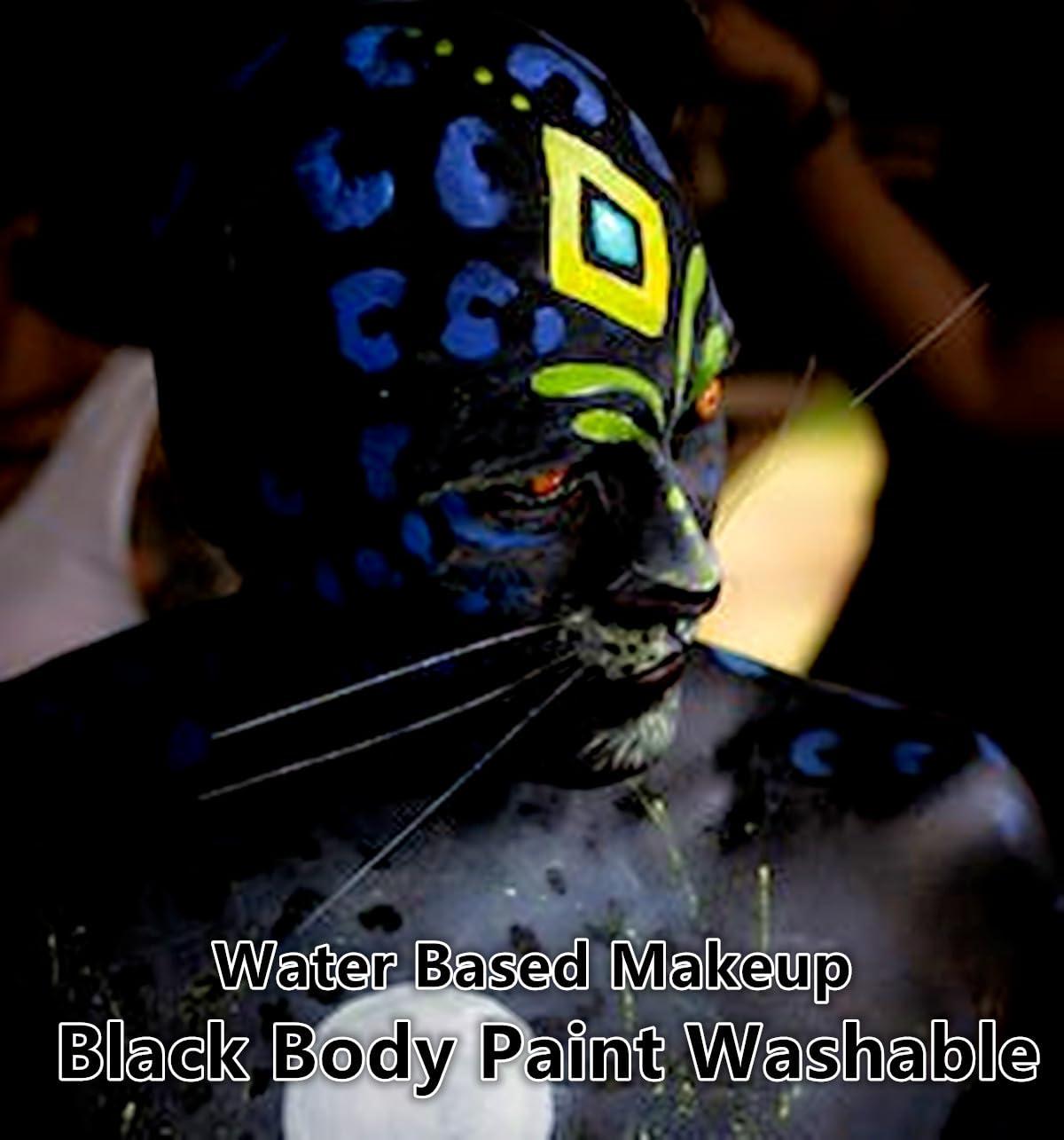 Go Ho Go Ho Black and White Face Body Paint(4.74 oz),Water Based Cream White and Black Face Painting Kit for SFX Cosplay Costumes Festivals Halloween Skull Zombie Skeleton Goth Vampire Makeup