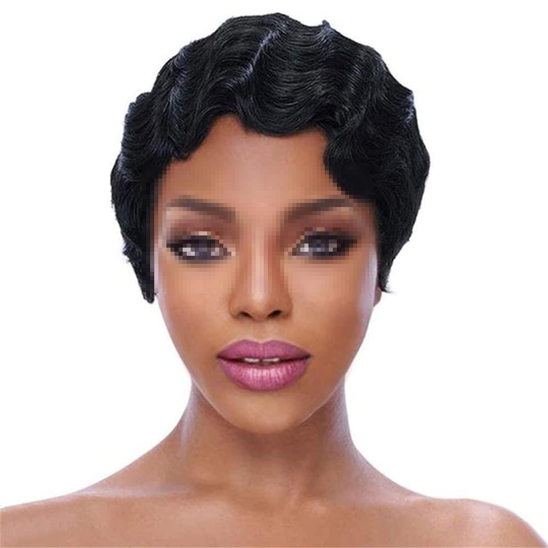 Sweejim Flapper Hairstyles For Women Finger Wave Wigs Retro Style Short Remy Human Hair Brazilian Wig #30