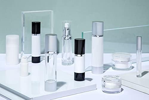 Cosmetic Packaging Now! Cosmetic Packaging Now! Luxe Airless Bottle, Clear Airless Bottles w/ Glossy Black Cap, Multi-Pack Bundle (30 ML, 12 Pack)