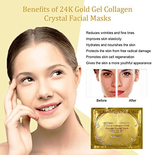 NIYET NIYET 24K Gold Gel Collagen Crystal Facial Masks (6 Pack), Anti-Aging, Puffiness, Wrinkle Reduction, Moisturizing, Deep Tissue Rejuvenation, and Skin Hydration