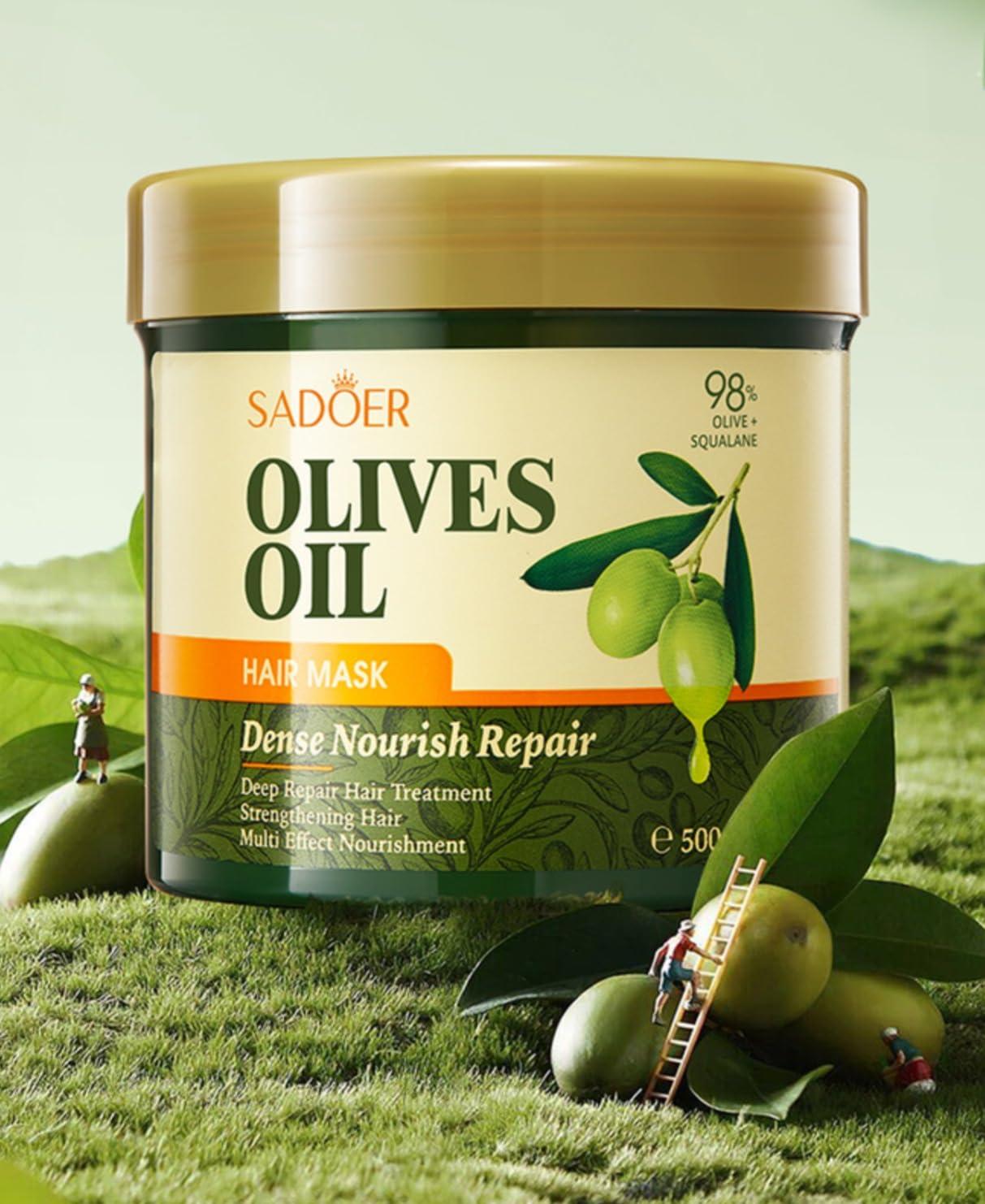 Generic Generic Olive oil repair, smooth and nourishing hair mask, silky and glossy baked oil cream hair conditioner17.63oz 500ml, Clear