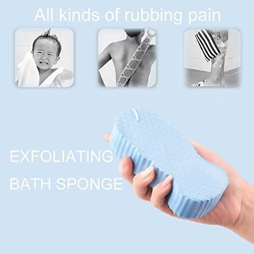 Wenylsam Ultra Soft Bath Body Shower Sponge, Super Soft Exfoliating Bath Sponge, and Dead Skin Remove Reusable Clean for Children Adults Pregnant Women-Blue