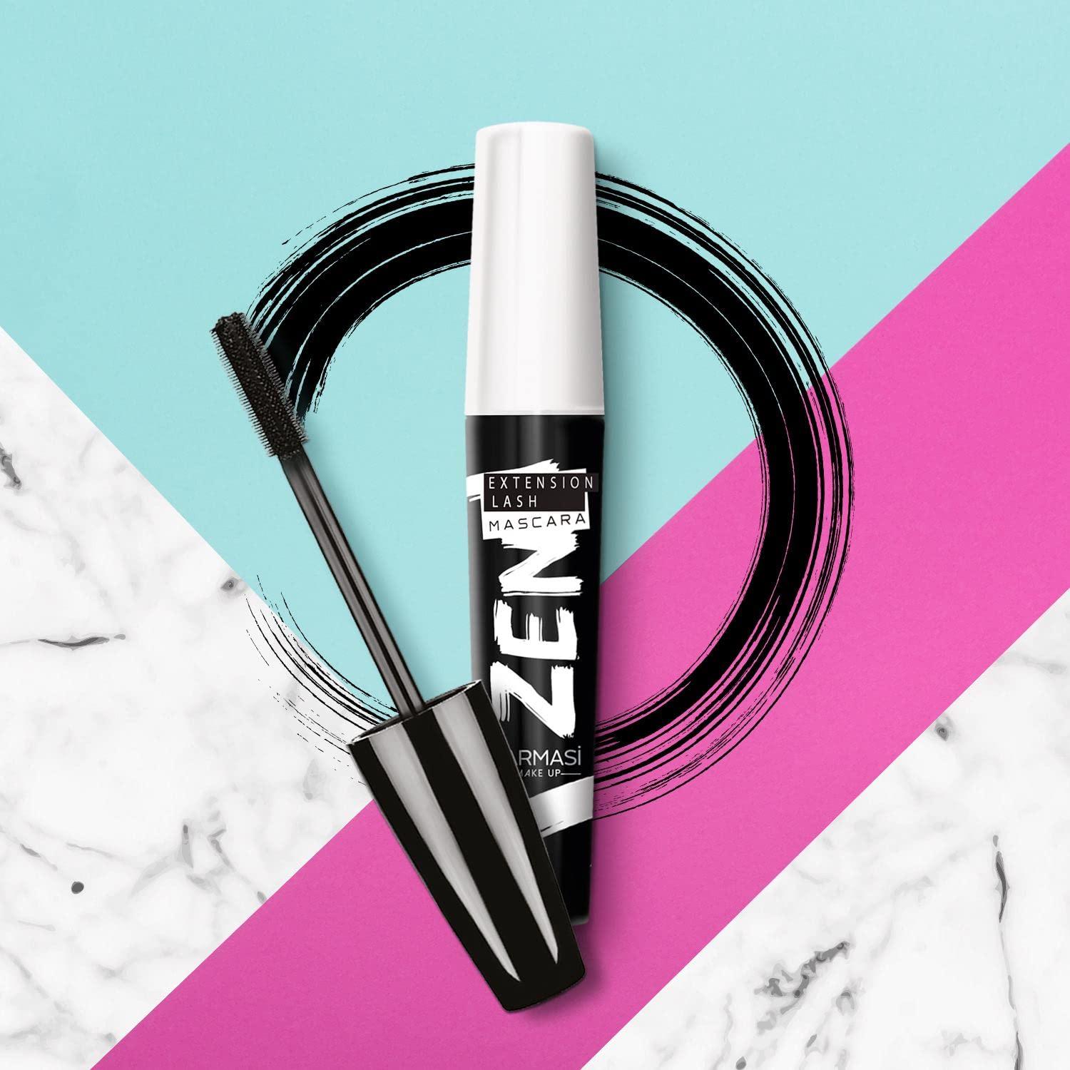 FARMASi FARMASi Zen Extension Lash Mascara, Intense Length, No Flaking, No Smudging, No Clumping, Volumizes & Separates Lashes, Fuller Longer and Thicker Lashes, Blackest Black, 0.27 fl. Oz / 8 ml
