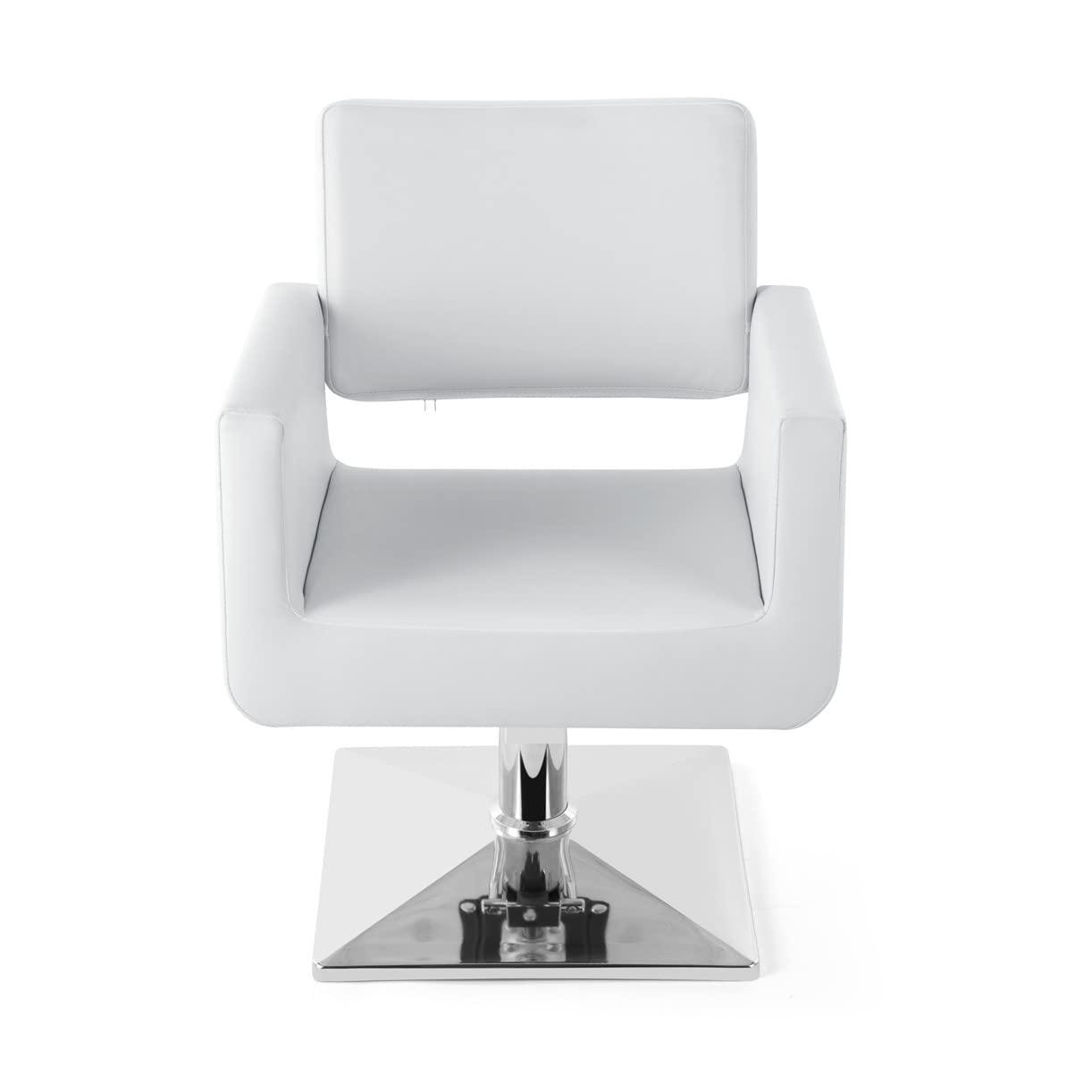 Beautymega Beautymega White Salon Spa Beauty Chair Square Base Vintage Stylist Barber Chair