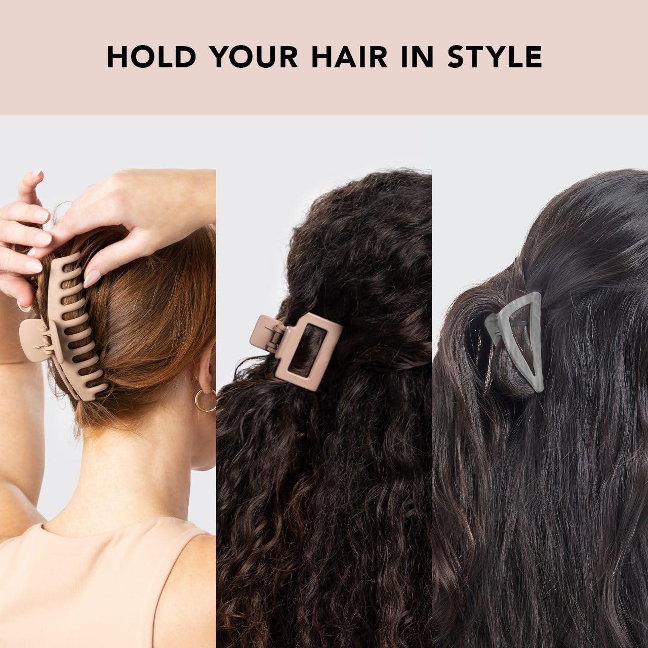 Kitsch Kitsch Large Assorted Hair Clips for Women, Medium Open Shape Hair Claw Clips for Thick Hair, Small Open Shape Hair Clip & Big Claw Clip for Teen Girls, 3 pcs