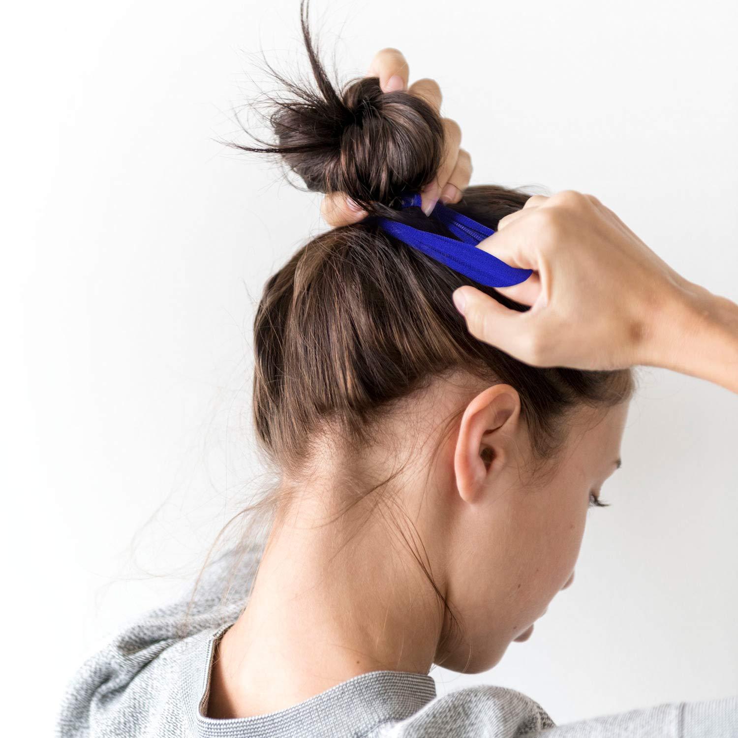 EBOOT 20 Pcs Large Cotton Stretch Hair Ties for Women Thick Heavy Bands Ponytail Holders Rope Headband for Curly Hair, 6.5 cm in Diameter