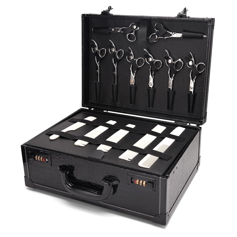 CGBARBER Professional Salon & Grooming Travel Case, Barber Kit Tool Box Aluminum Organizer Portable Barber Travel Case for Hairdressers & Groomers