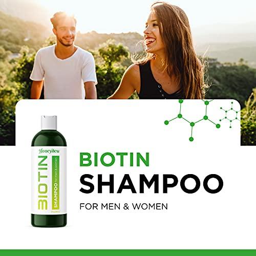 HONEYDEW Biotin and Rosemary Shampoo for Thinning Hair - Sulfate Free Biotin Shampoo for Men with Hair Thickening Essential Oils - Deep Cleansing Volumizing Shampoo for Thin Hair with Zinc and Tea Tree Oil